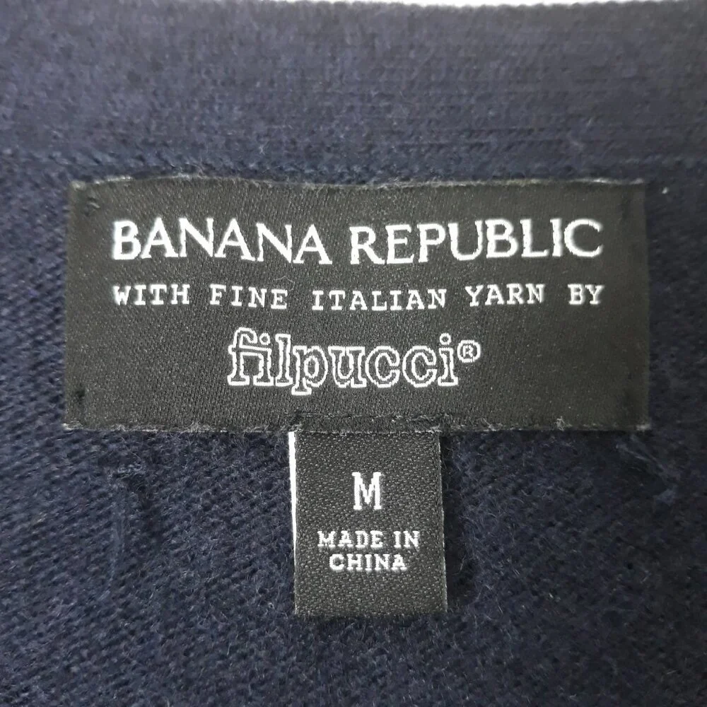 Banana Republic Gold Beaded Filpucci Merino Wool Cashmere Blend V-Neck Cardigan